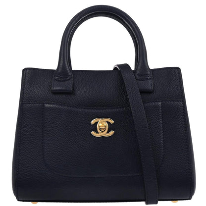 Chanel 2017 Navy Calfskin Neo Executive Mini Tote 2way Shoulder Handbag
