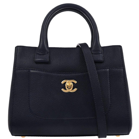 Chanel 2017 Navy Calfskin Neo Executive Mini Tote 2way Shoulder Handbag