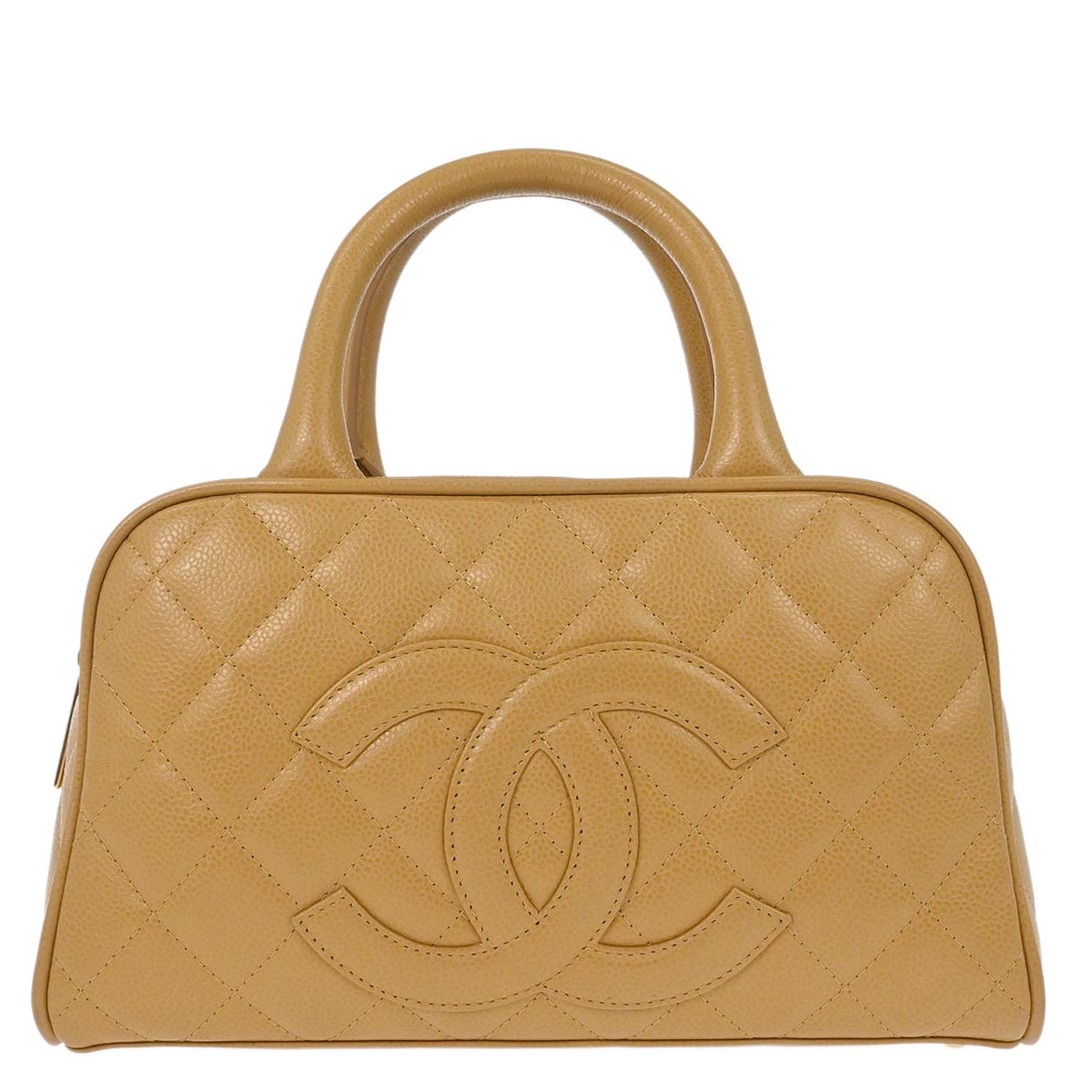 Chanel Beige Caviar Skin Bowling Bag 27