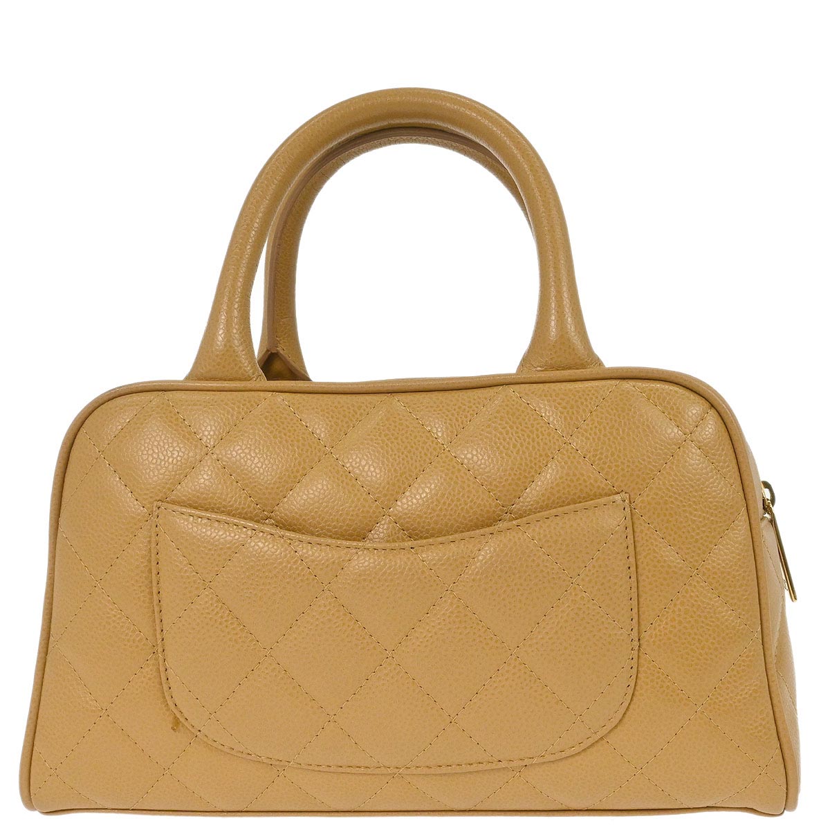 Chanel Beige Caviar Skin Bowling Bag 27