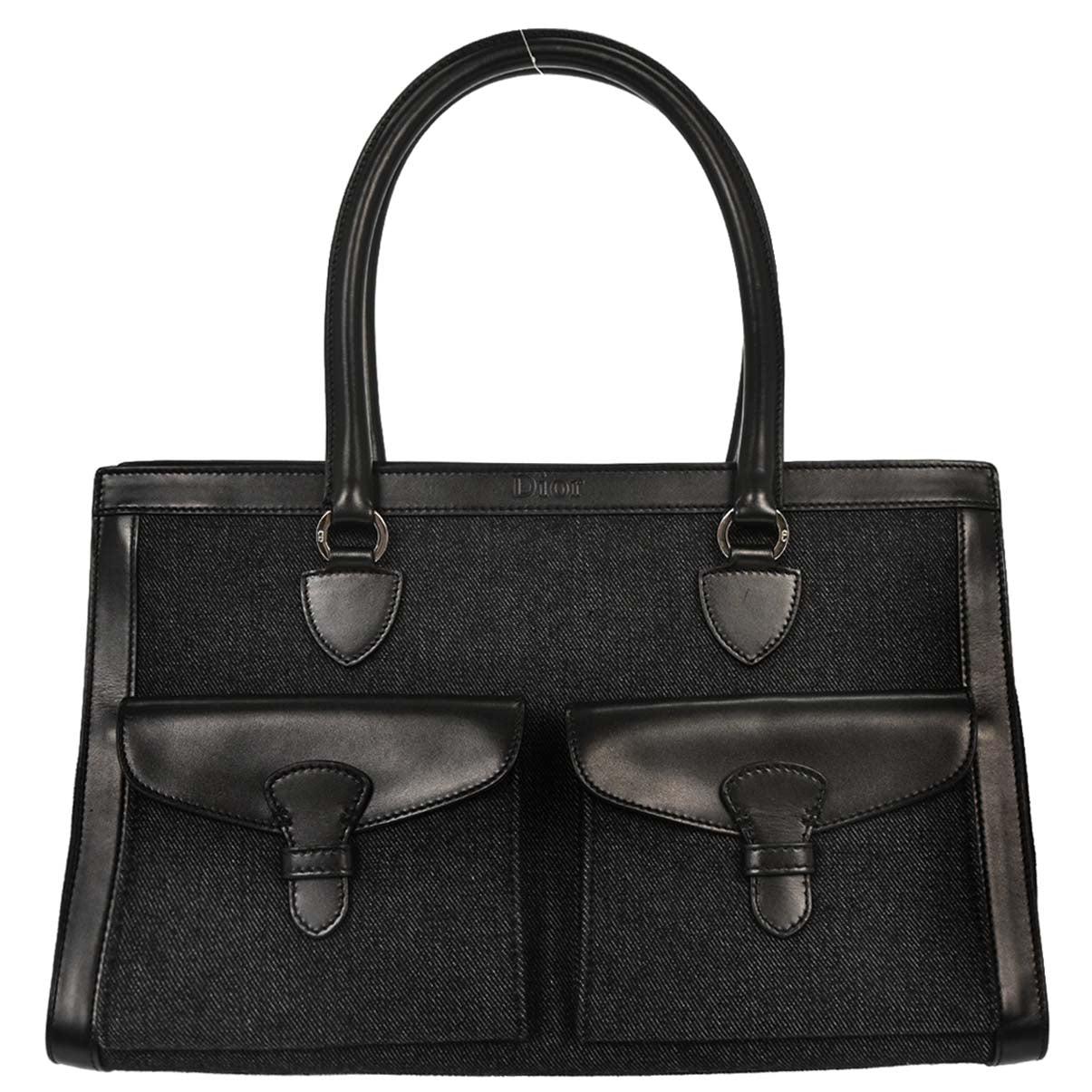 Christian Dior Black Denim Tote Handbag