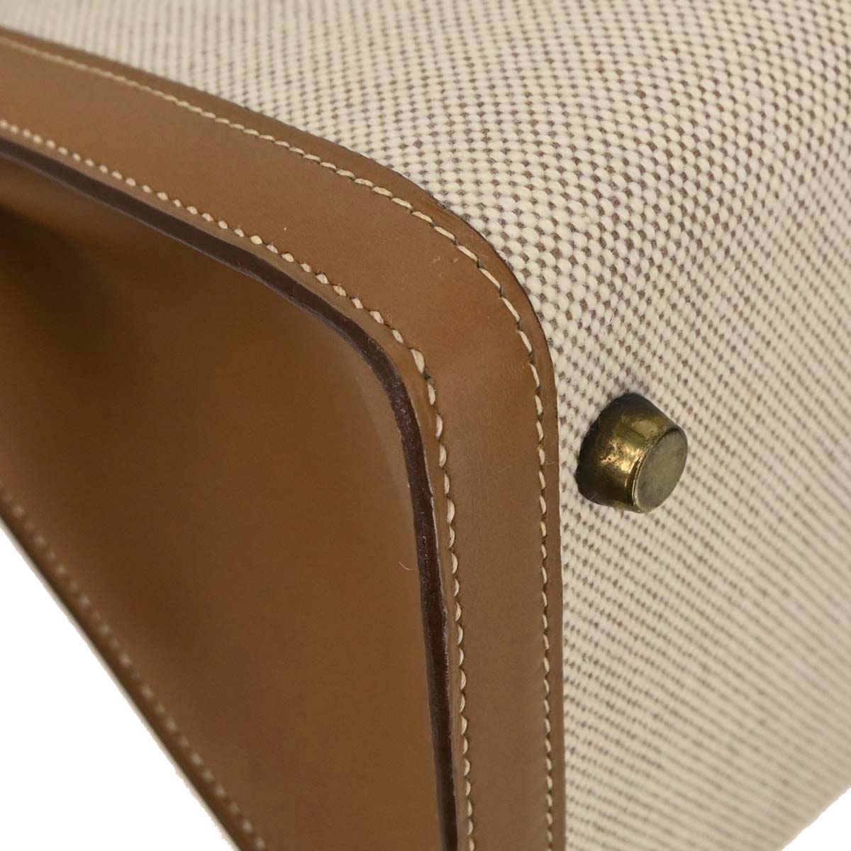 Hermes Beige Natural Toile H Vache Kelly 28 Sellier 2way Shoulder Handbag