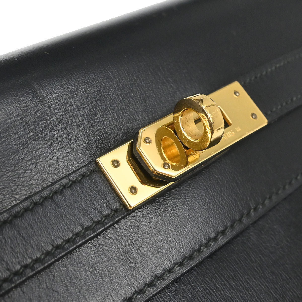 Hermes Black Box Calf Mini Kelly 20 Sellier Shoulder Bag