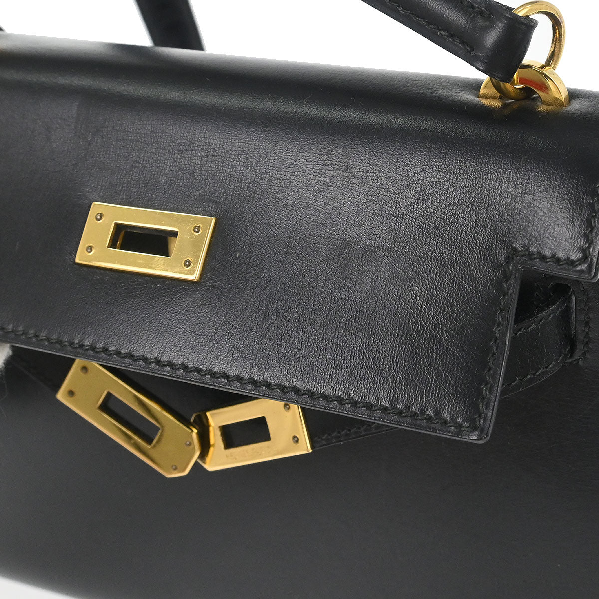 Hermes Black Box Calf Mini Kelly 20 Sellier Shoulder Bag