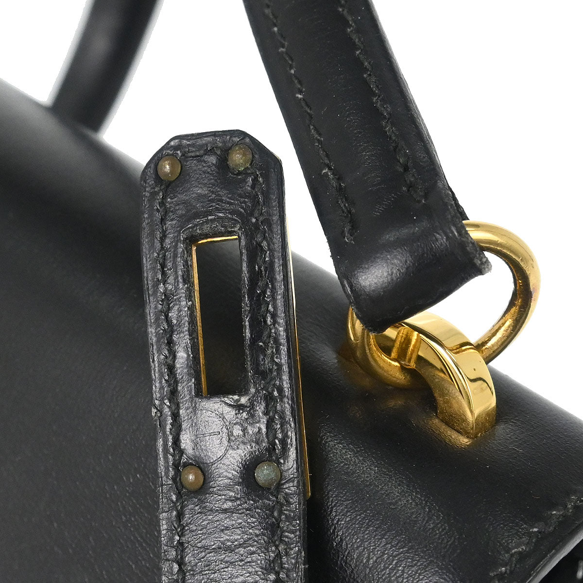 Hermes Black Box Calf Mini Kelly 20 Sellier Shoulder Bag