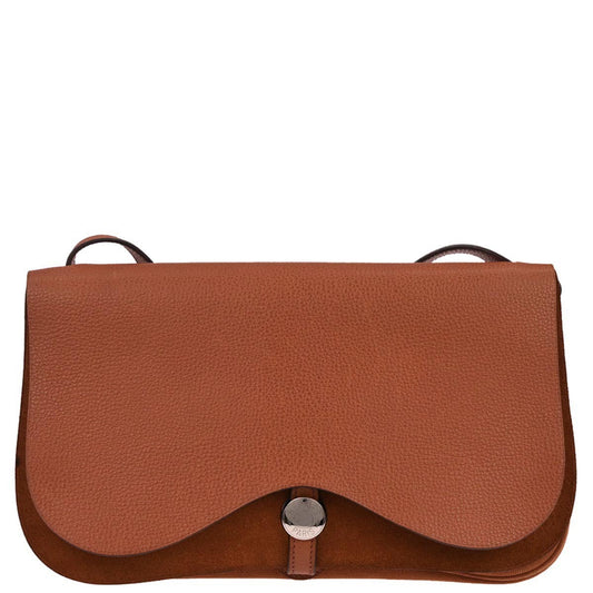 Hermes Orange Toile Vache Liegee Sac Colorado MM Shoulder Bag