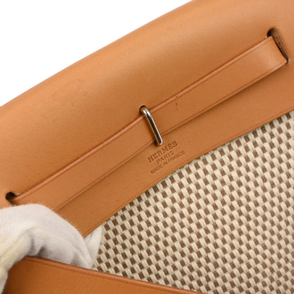 Hermes Black Natural Toile Officier GM Herbag TPM 2 in 1 Shoulder Bag