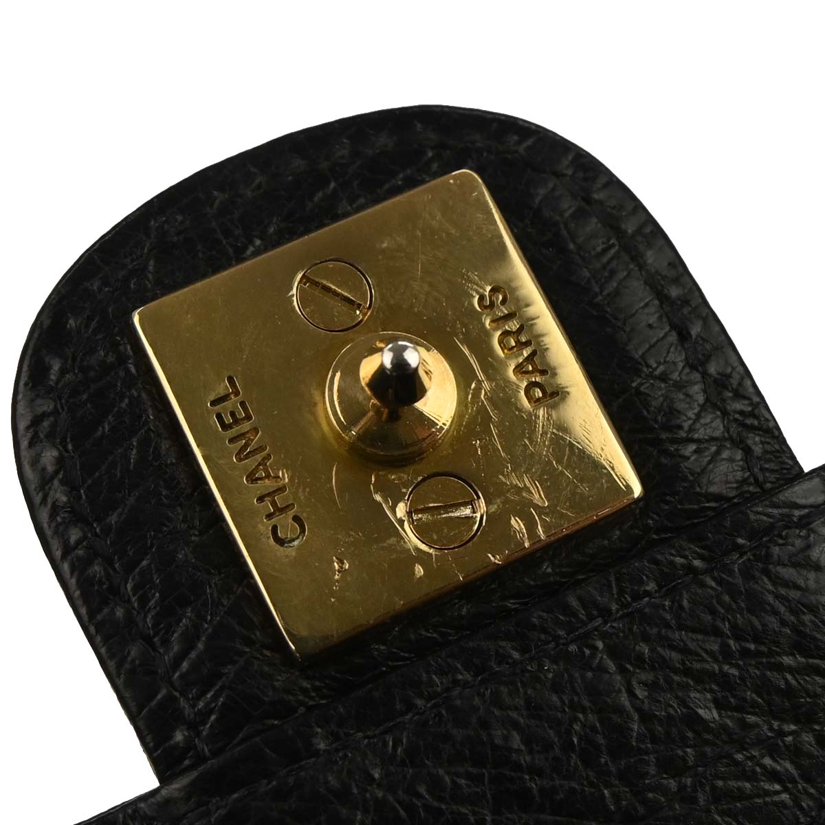 Chanel * 1986-1988 Black Ostrich Pushlock Medium Half Flap Shoulder Bag