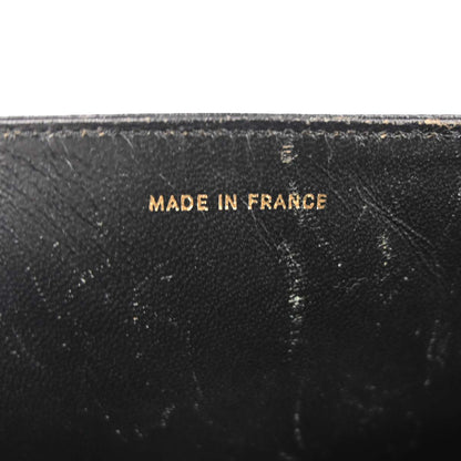 Chanel * 1986-1988 Black Ostrich Pushlock Medium Half Flap Shoulder Bag