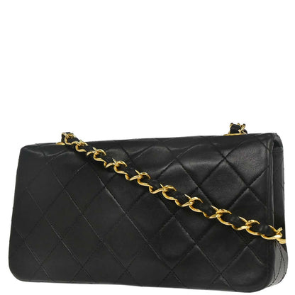 Chanel Black Lambskin Turnlock Mini Full Flap Shoulder Bag