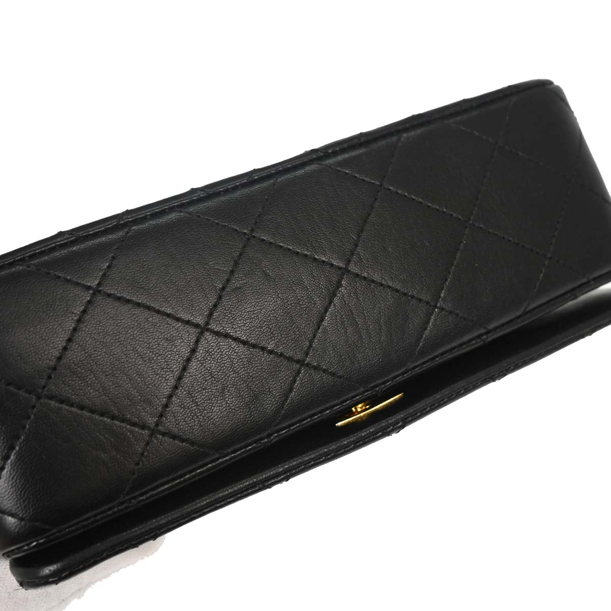 Chanel Black Lambskin Turnlock Mini Full Flap Shoulder Bag