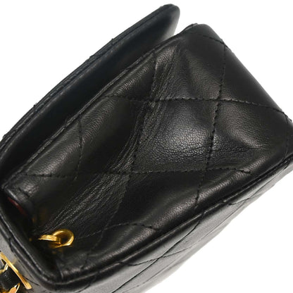 Chanel Black Lambskin Turnlock Mini Full Flap Shoulder Bag
