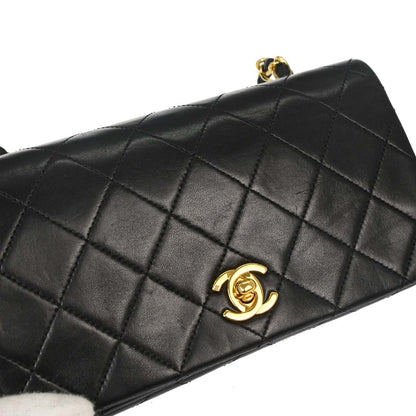 Chanel Black Lambskin Turnlock Mini Full Flap Shoulder Bag