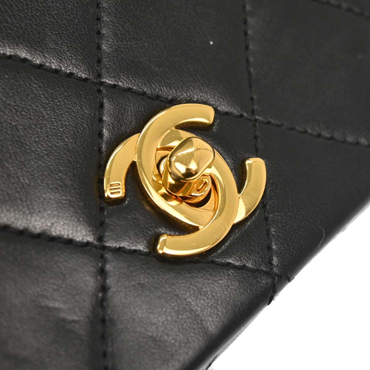 Chanel Black Lambskin Turnlock Mini Full Flap Shoulder Bag