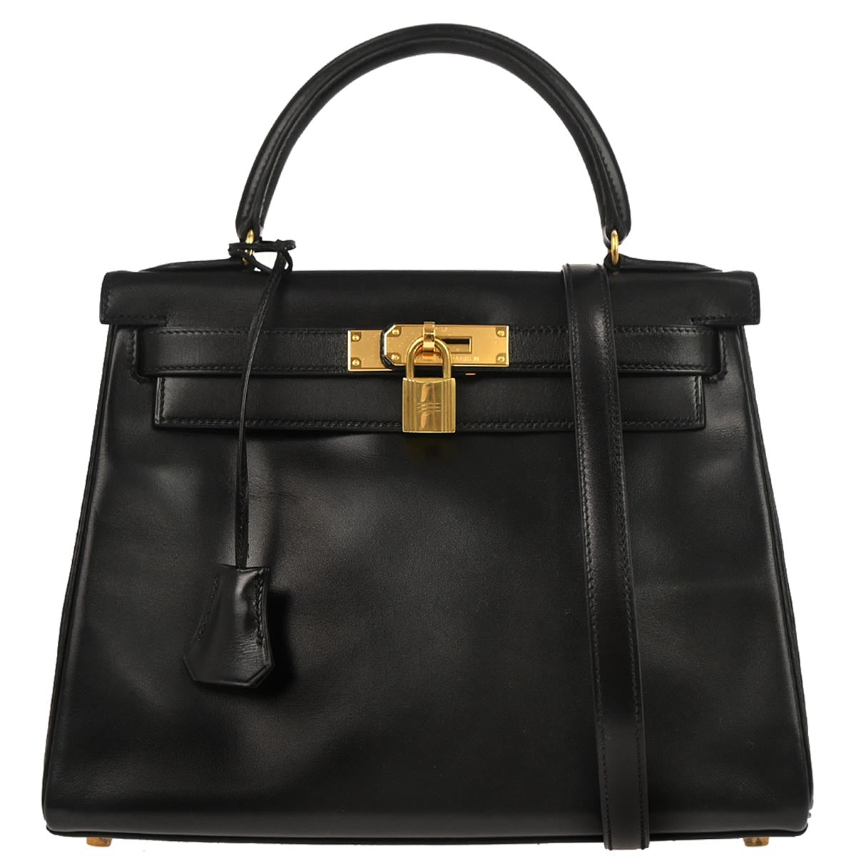Hermes Black Box Calf Kelly 28 Retourne 2way Shoulder Handbag