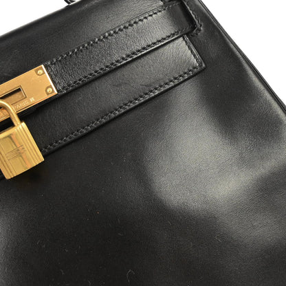 Hermes Black Box Calf Kelly 28 Retourne 2way Shoulder Handbag