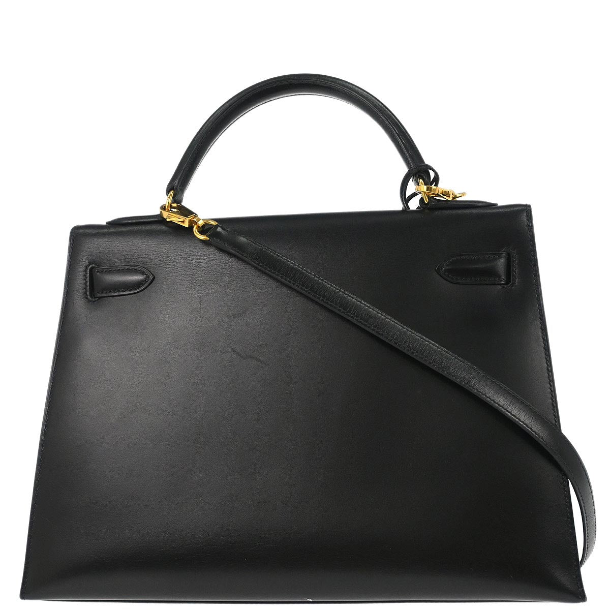 Hermes Black Box Calf Kelly 32 Sellier 2way Shoulder Handbag