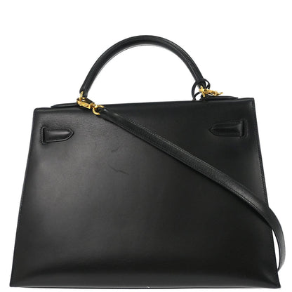 Hermes Black Box Calf Kelly 32 Sellier 2way Shoulder Handbag