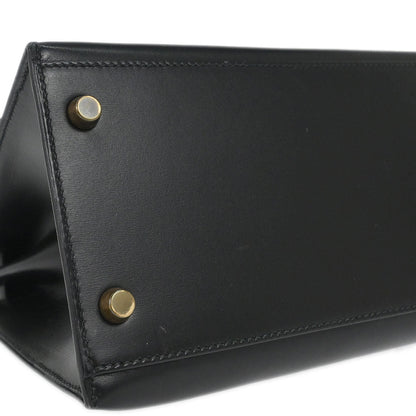 Hermes Black Box Calf Kelly 32 Sellier 2way Shoulder Handbag