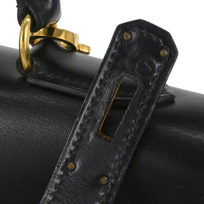 Hermes Black Box Calf Kelly 32 Sellier 2way Shoulder Handbag