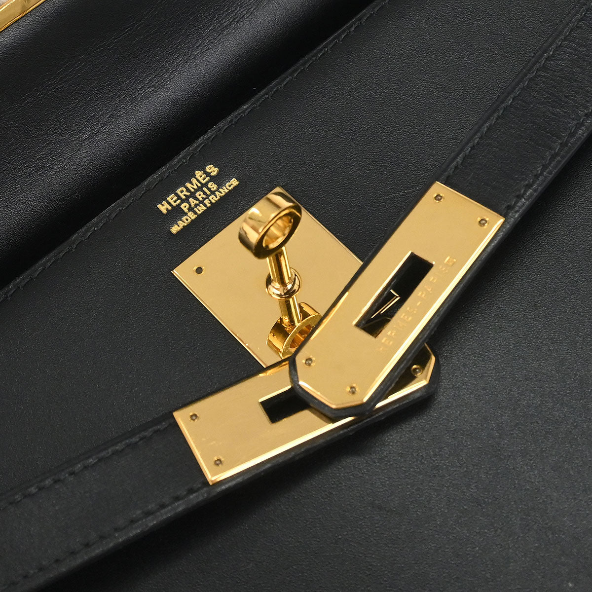 Hermes Black Box Calf Kelly 32 Sellier 2way Shoulder Handbag