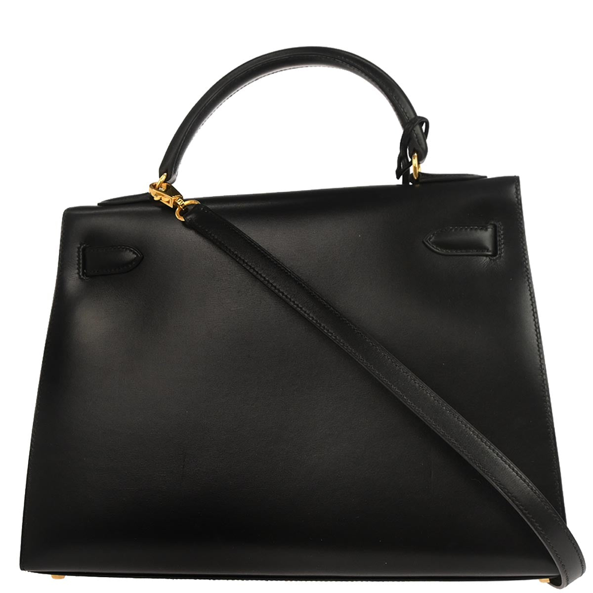 Hermes Black Box Calf Kelly 32 Sellier 2way Shoulder Handbag