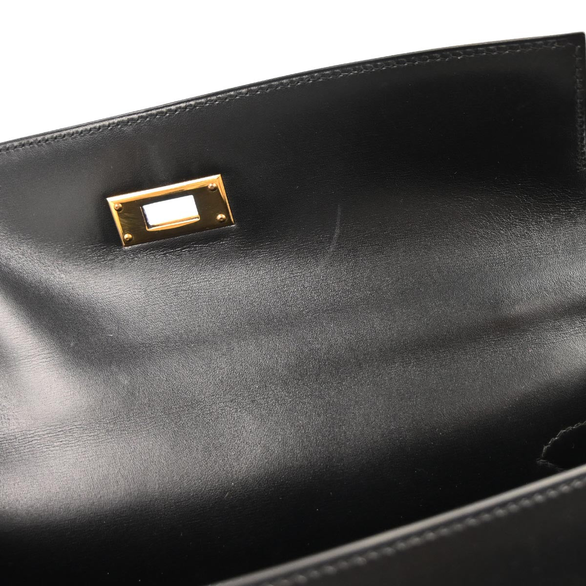 Hermes Black Box Calf Kelly 32 Sellier 2way Shoulder Handbag