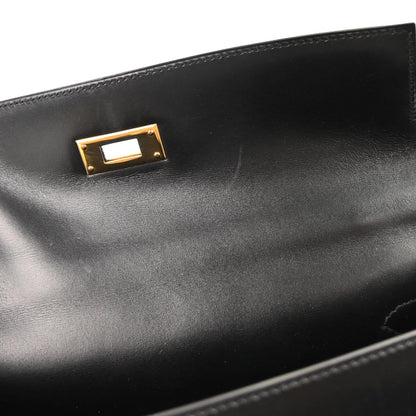 Hermes Black Box Calf Kelly 32 Sellier 2way Shoulder Handbag
