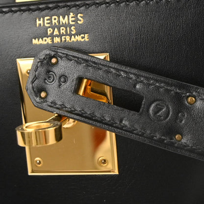 Hermes Black Box Calf Kelly 32 Sellier 2way Shoulder Handbag