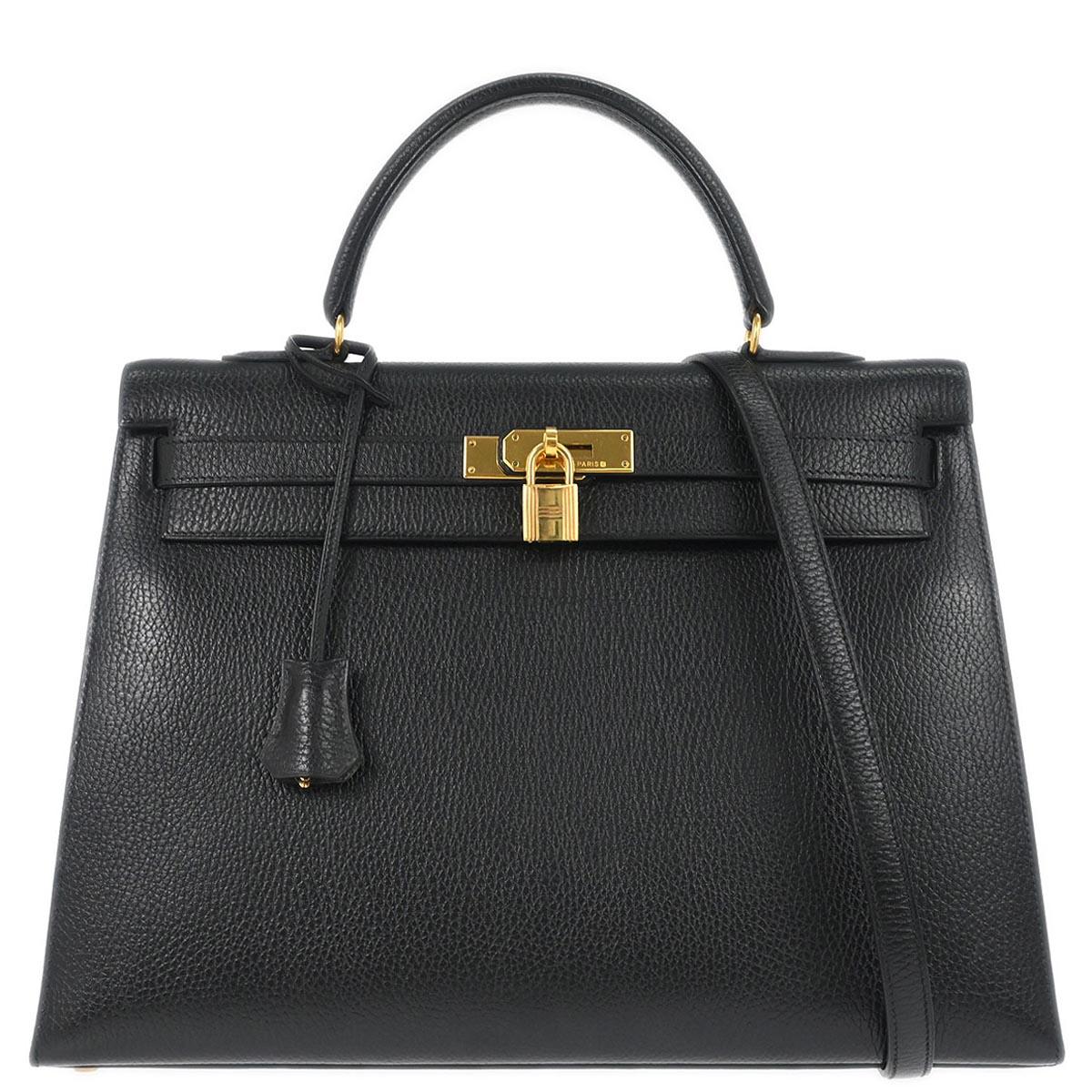 Hermes Black Ardennes Kelly 35 Sellier 2way Shoulder Handbag
