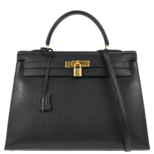 Hermes Black Ardennes Kelly 35 Sellier 2way Shoulder Handbag