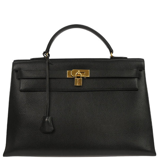 Hermes Black Ardennes Kelly 40 Sellier Handbag