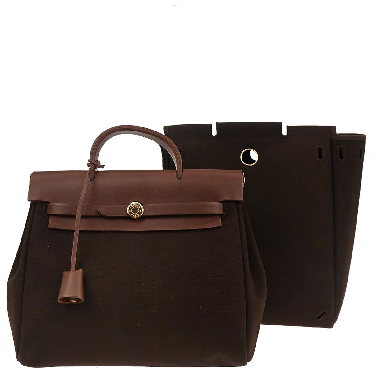 Hermes Brown Toile Officier Herbag a Dos 2 in 1 Backpack