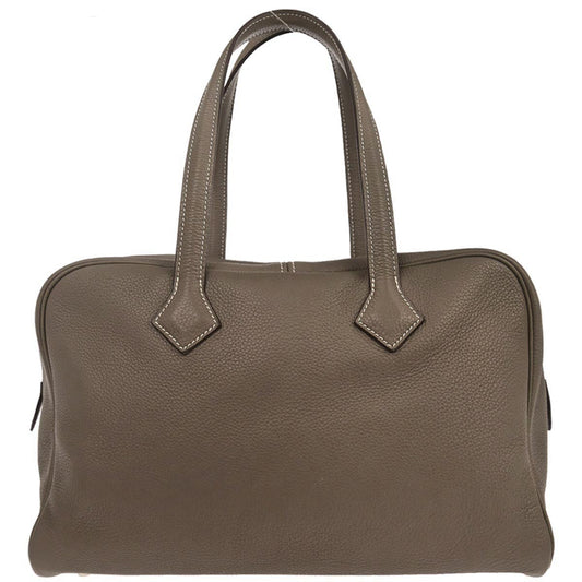Hermes Etoupe Gray Taurillon Clemence Victoria 35 Business Handbag
