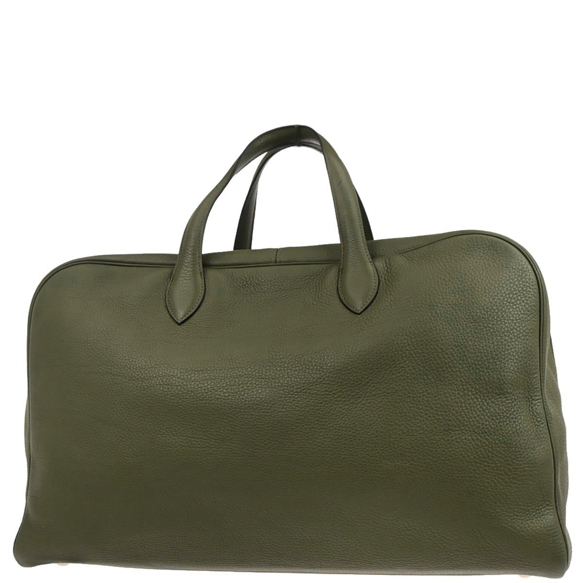 Hermes Olive Green Taurillon Clemence Victoria 50 Travel Handbag