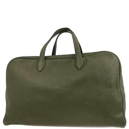 Hermes Olive Green Taurillon Clemence Victoria 50 Travel Handbag
