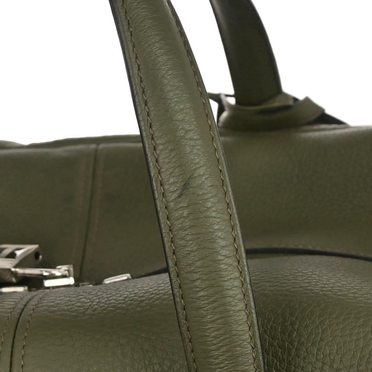 Hermes Olive Green Taurillon Clemence Victoria 50 Travel Handbag