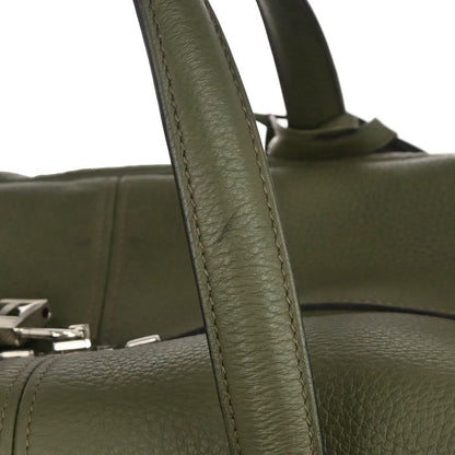 Hermes Olive Green Taurillon Clemence Victoria 50 Travel Handbag