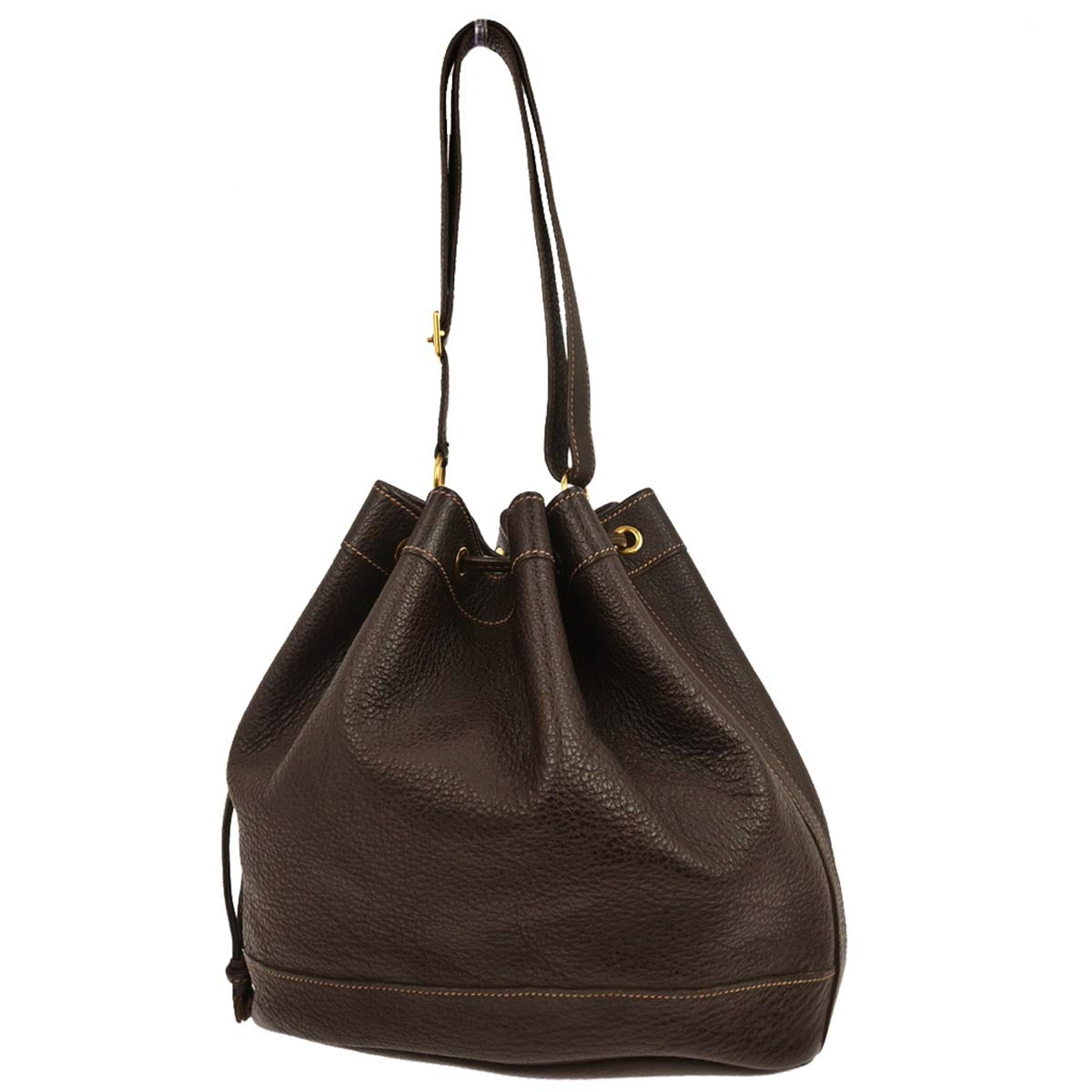 Hermes Havane Buffle Skipper Market GM Bucket Drawstring Shoulder Bag