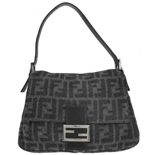 Fendi Gray Cashmere Mamma Baguette Handbag
