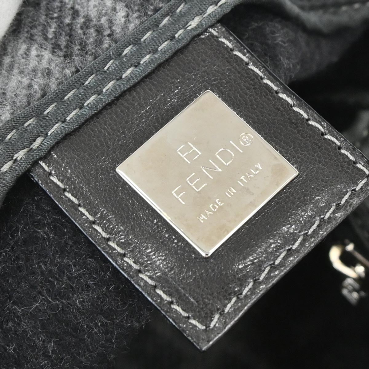 Fendi Gray Cashmere Mamma Baguette Handbag