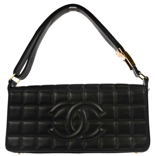 Chanel Black Lambskin Choco Bar Shoulder Bag