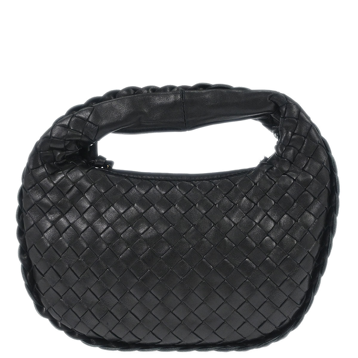 Bottega Veneta Black Lambskin Intrecciato Hobo Handbag