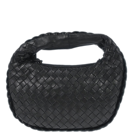 Bottega Veneta Black Lambskin Intrecciato Hobo Handbag
