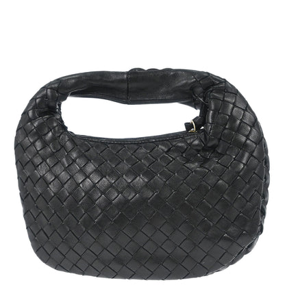 Bottega Veneta Black Lambskin Intrecciato Hobo Handbag
