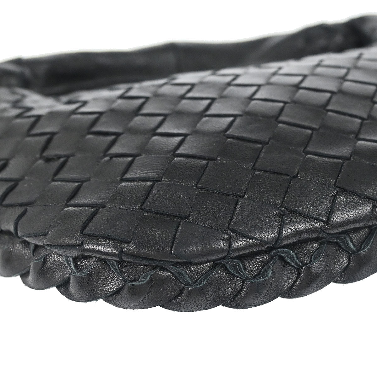 Bottega Veneta Black Lambskin Intrecciato Hobo Handbag