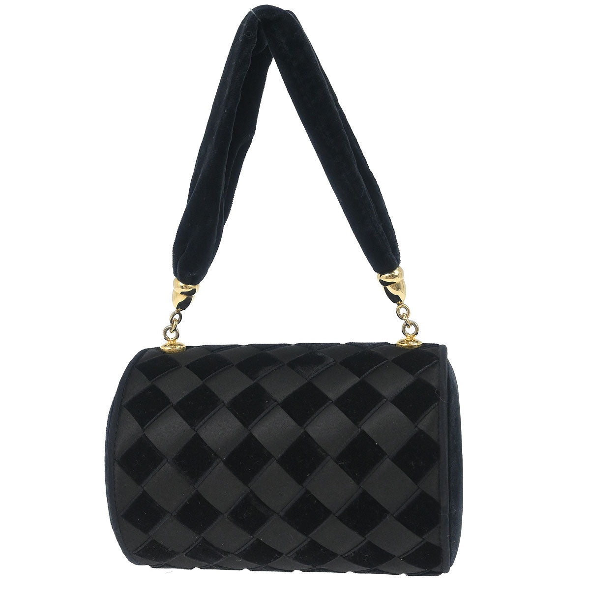 Bottega Veneta Black Satin Velvet Handbag