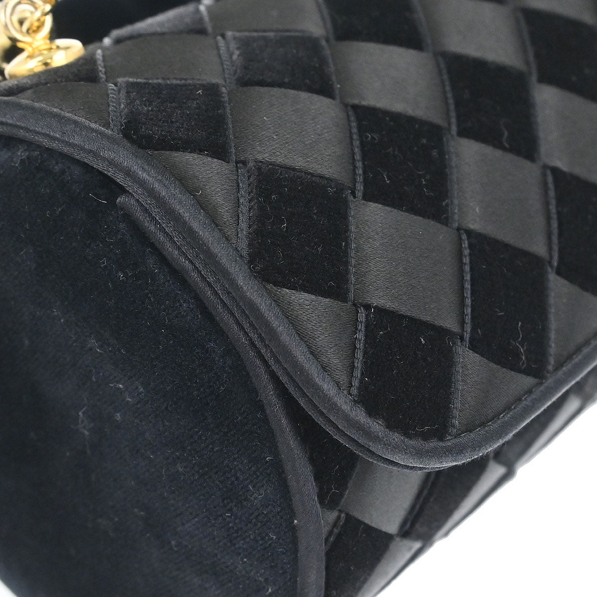 Bottega Veneta Black Satin Velvet Handbag
