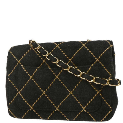Chanel Gray Wool Wild Stitch Mini Classic Square Flap Shoulder Bag 17