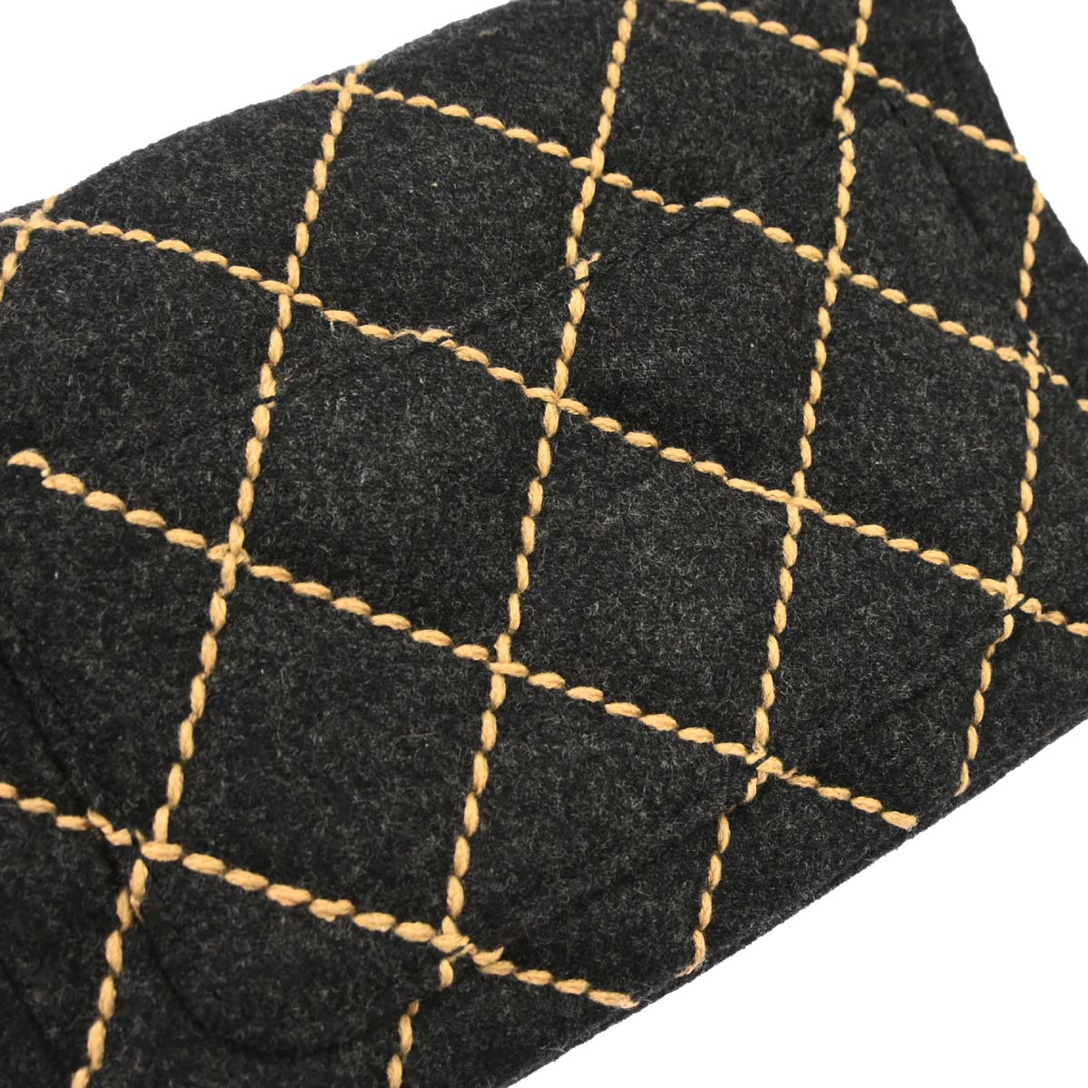 Chanel Gray Wool Wild Stitch Mini Classic Square Flap Shoulder Bag 17